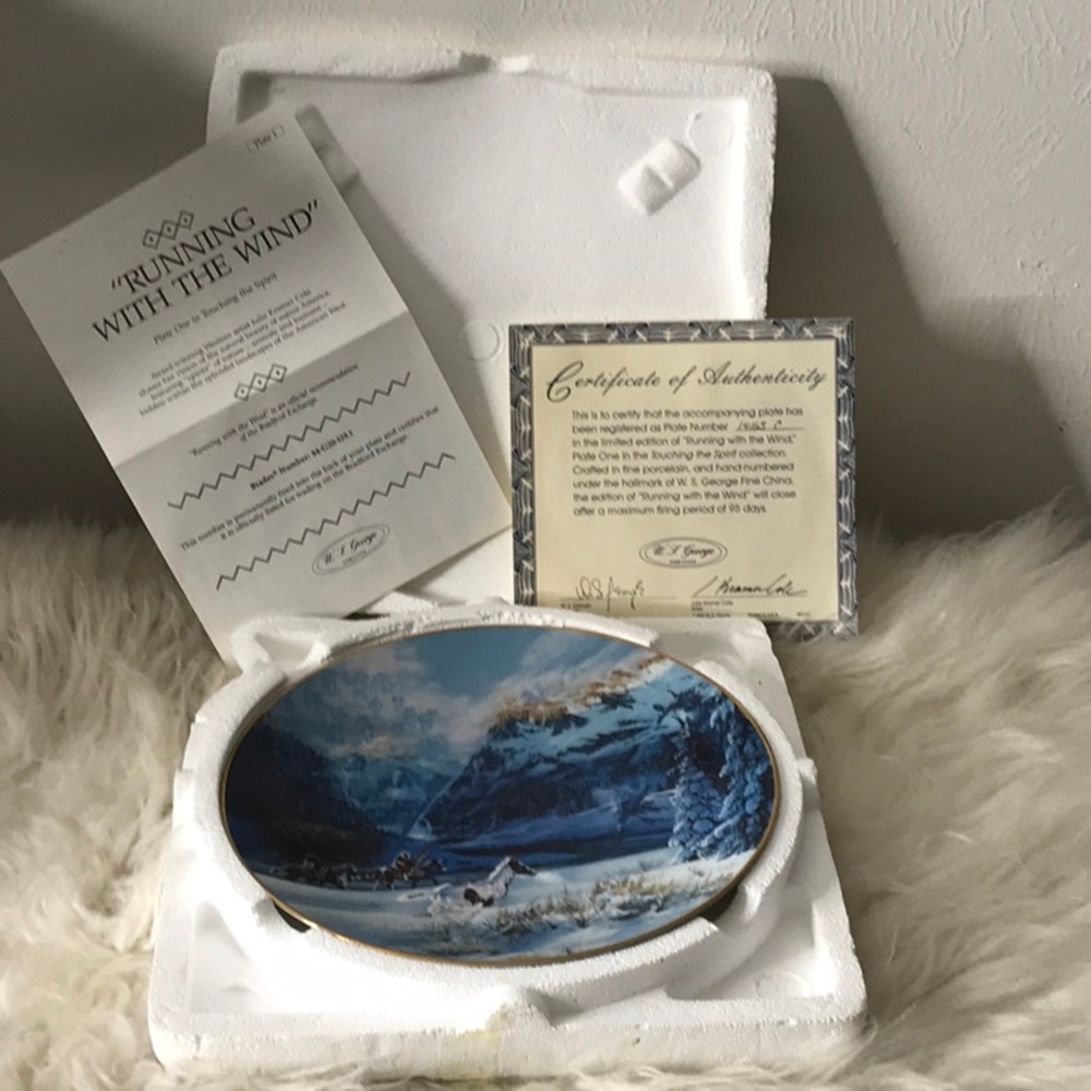 1993 W.S.George Collector's Plate First Issue Running with the Wind COA numbered